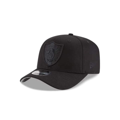 Black Las Vegas Raiders Hat - New Era NFL Black On Black Stretch Snap 9FIFTY Snapback Caps USA0194582